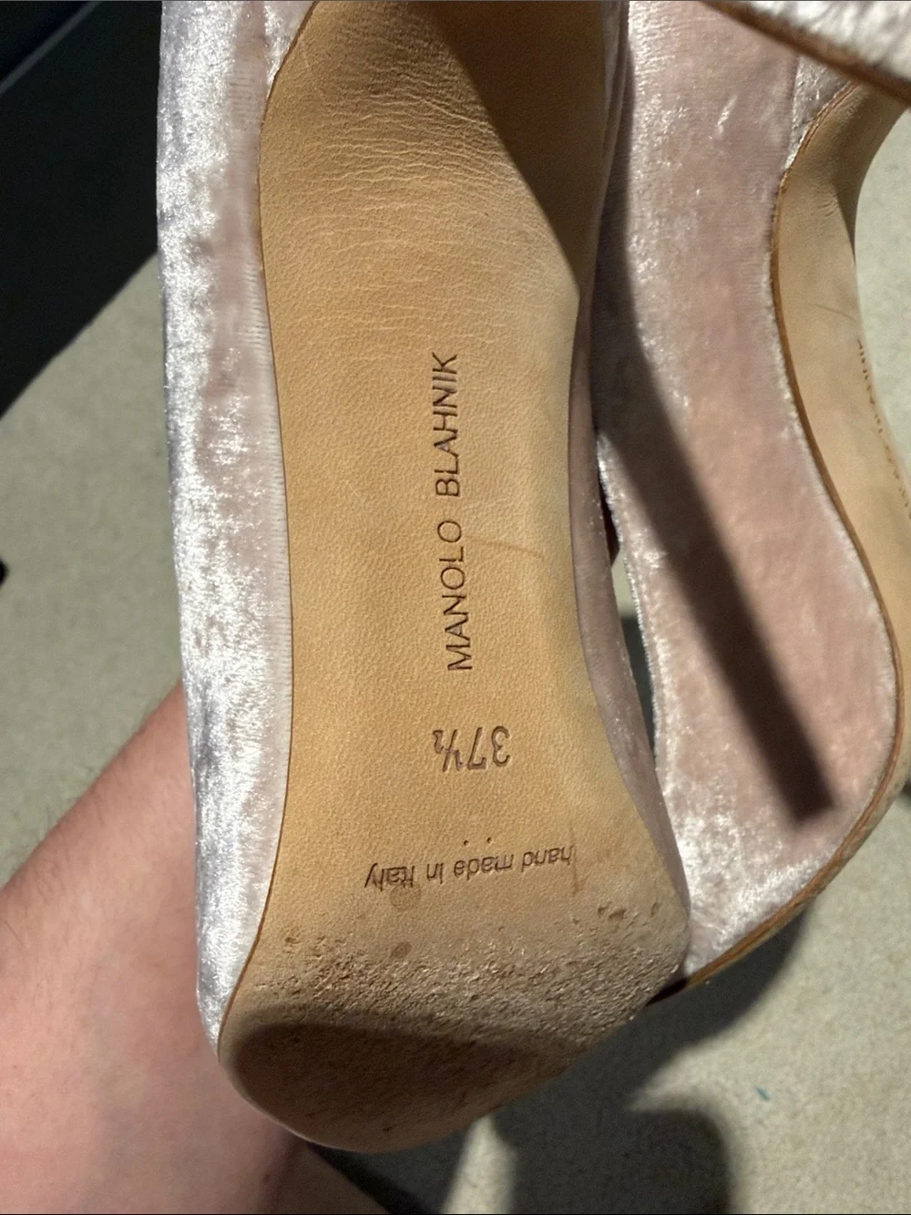 Manila Blahnik pink velvet pumps